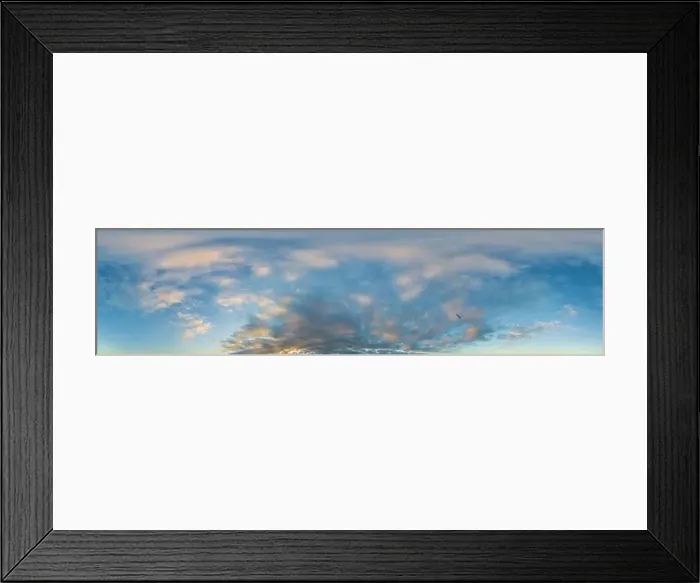 Framed Print : Dark blue sunset sky panorama with Cumulus clouds Framed Print : Dark blue sunset sky panorama with Cumulus clouds