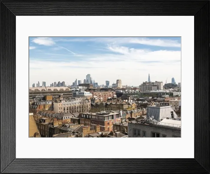 Framed Print : An aerial view over Fitzrovia and London's Skyline Framed Print : An aerial view over Fitzrovia and London's Skyline