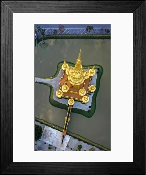 Framed Print : Aerial view of Wat Rong Khun, the white temple, at sunrise, in Chiang Rai, Thailand, south east asia Framed Print : Aerial view of Wat Rong Khun, the white temple, at sunrise, in Chiang Rai, Thailand, south east asia