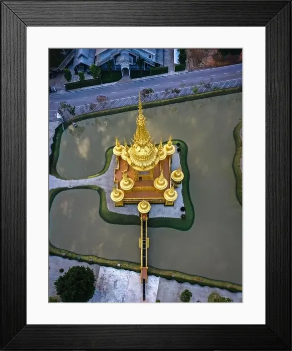 Framed Print : Aerial view of Wat Rong Khun, the white temple, at sunrise, in Chiang Rai, Thailand, south east asia Framed Print : Aerial view of Wat Rong Khun, the white temple, at sunrise, in Chiang Rai, Thailand, south east asia
