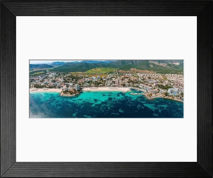 Framed Print : Aerial drone top down photo of small emerald sea tropical port Framed Print : Aerial drone top down photo of small emerald sea tropical port