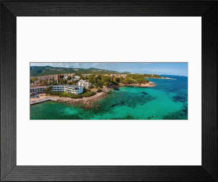 Framed Print : Aerial drone top down photo of small emerald sea tropical port Framed Print : Aerial drone top down photo of small emerald sea tropical port