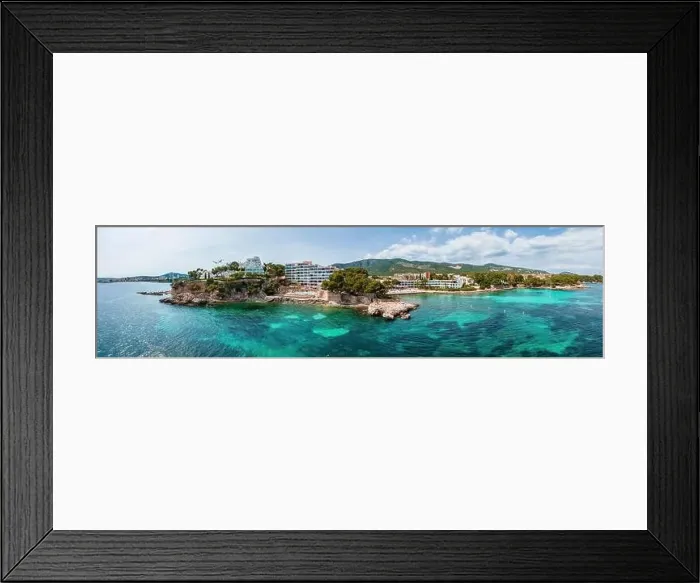 Framed Print : Aerial drone top down photo of small emerald sea tropical port Framed Print : Aerial drone top down photo of small emerald sea tropical port