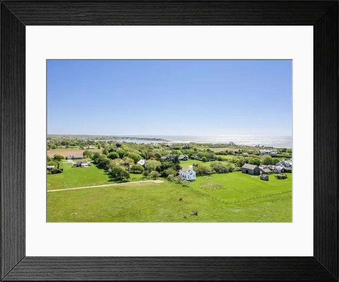 Framed Print : Aerial view of houses on beach lane, wainscott, ny