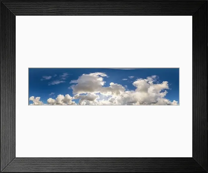 Framed Print : Blue sky panorama with puffy Cumulus clouds Framed Print : Blue sky panorama with puffy Cumulus clouds