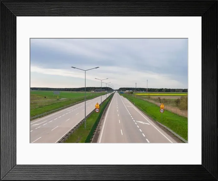 Framed Print : A large road junction in a vast plain. View from a great height. Photo from the drone Framed Print : A large road junction in a vast plain. View from a great height. Photo from the drone