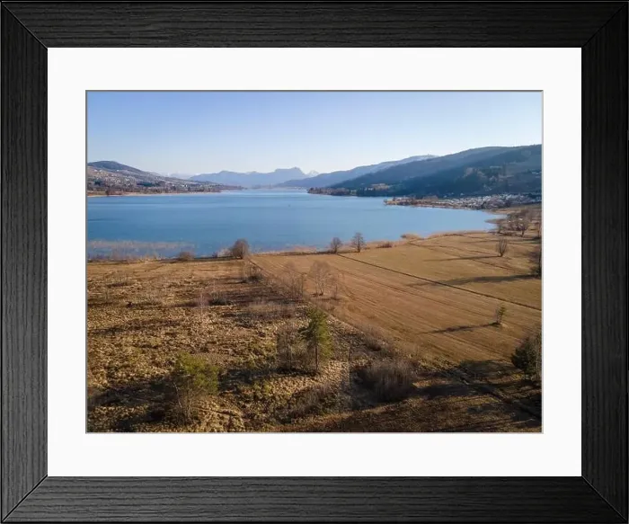 Framed Print : Aerial shot of the conservation area at the Irrsee in Austria Framed Print : Aerial shot of the conservation area at the Irrsee in Austria