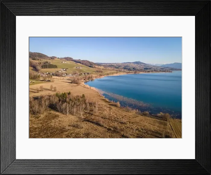 Framed Print : Aerial shot of the conservation area at the Irrsee in Austria Framed Print : Aerial shot of the conservation area at the Irrsee in Austria