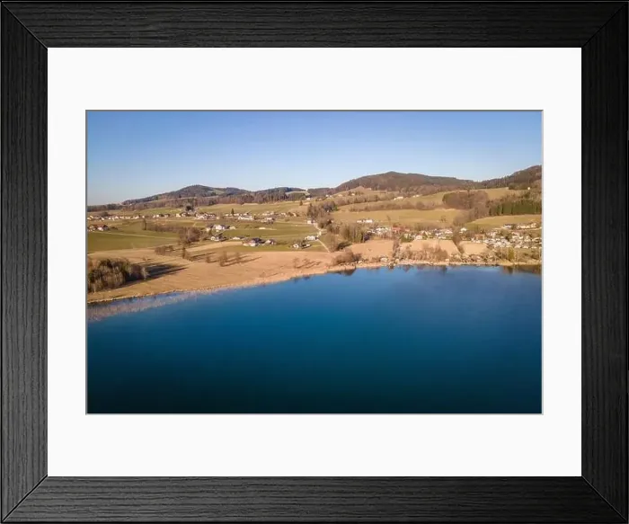 Framed Print : Aerial shot of the conservation area at the Irrsee in Austria Framed Print : Aerial shot of the conservation area at the Irrsee in Austria