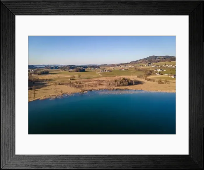 Framed Print : Aerial shot of the conservation area at the Irrsee in Austria Framed Print : Aerial shot of the conservation area at the Irrsee in Austria
