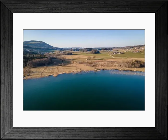 Framed Print : Aerial shot of the conservation area at the Irrsee in Austria Framed Print : Aerial shot of the conservation area at the Irrsee in Austria