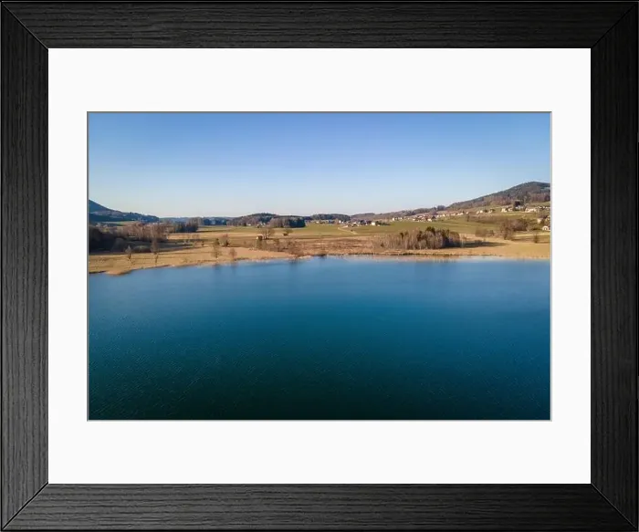 Framed Print : Aerial shot of the conservation area at the Irrsee in Austria Framed Print : Aerial shot of the conservation area at the Irrsee in Austria