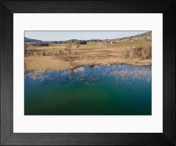 Framed Print : Aerial shot of the conservation area at the Irrsee in Austria Framed Print : Aerial shot of the conservation area at the Irrsee in Austria