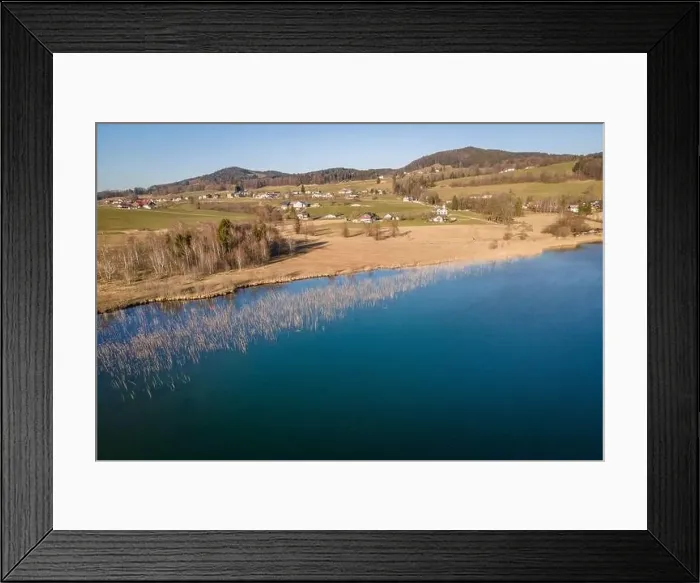 Framed Print : Aerial shot of the conservation area at the Irrsee in Austria Framed Print : Aerial shot of the conservation area at the Irrsee in Austria