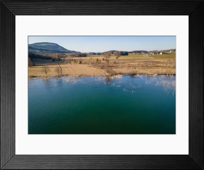Framed Print : Aerial shot of the conservation area at the Irrsee in Austria Framed Print : Aerial shot of the conservation area at the Irrsee in Austria