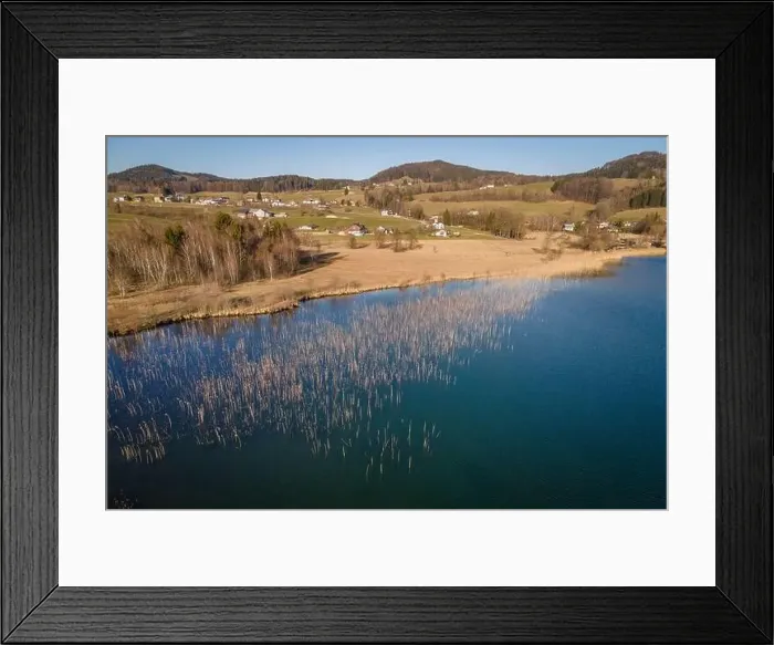 Framed Print : Aerial shot of the conservation area at the Irrsee in Austria Framed Print : Aerial shot of the conservation area at the Irrsee in Austria