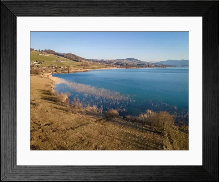 Framed Print : Aerial shot of the conservation area at the Irrsee in Austria Framed Print : Aerial shot of the conservation area at the Irrsee in Austria