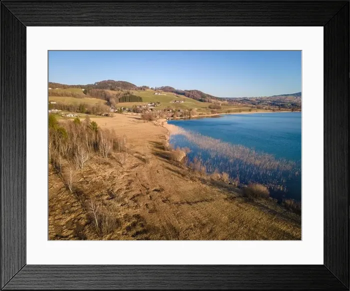 Framed Print : Aerial shot of the conservation area at the Irrsee in Austria Framed Print : Aerial shot of the conservation area at the Irrsee in Austria