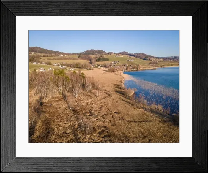 Framed Print : Aerial shot of the conservation area at the Irrsee in Austria Framed Print : Aerial shot of the conservation area at the Irrsee in Austria