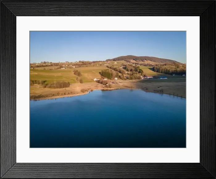 Framed Print : Aerial shot of the conservation area at the Irrsee in Austria Framed Print : Aerial shot of the conservation area at the Irrsee in Austria