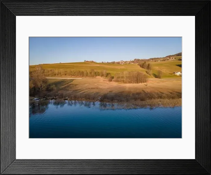 Framed Print : Aerial shot of the conservation area at the Irrsee in Austria Framed Print : Aerial shot of the conservation area at the Irrsee in Austria