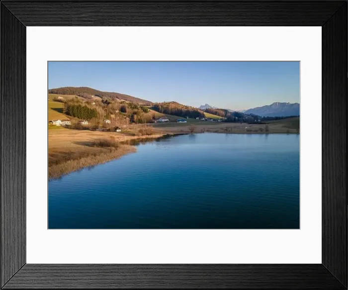 Framed Print : Aerial shot of the conservation area at the Irrsee in Austria Framed Print : Aerial shot of the conservation area at the Irrsee in Austria