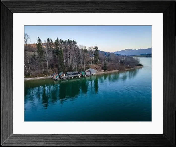 Framed Print : Wonderful bathing huts and boat sheds at the Irrsee in Austria Framed Print : Wonderful bathing huts and boat sheds at the Irrsee in Austria