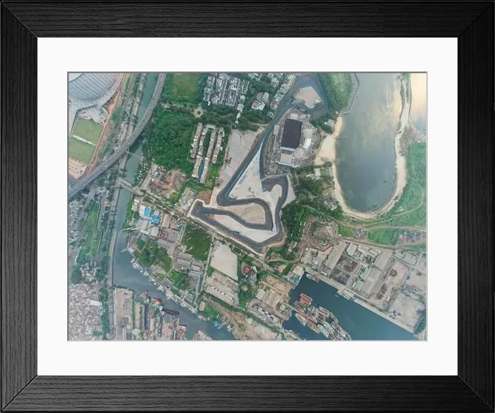 Framed Print : Aerial view of the Beautiful scenery of Jakarta Formula E Circuit Framed Print : Aerial view of the Beautiful scenery of Jakarta Formula E Circuit