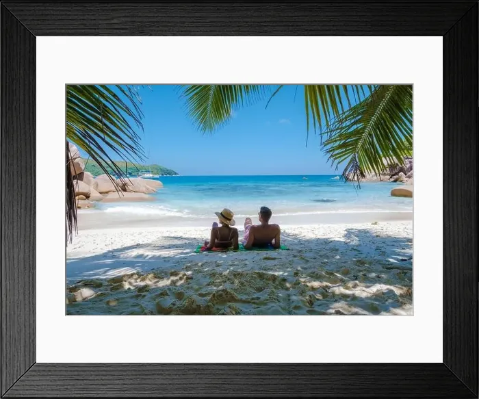 Framed Print : Praslin Seychelles tropical island with withe beaches and palm trees Framed Print : Praslin Seychelles tropical island with withe beaches and palm trees