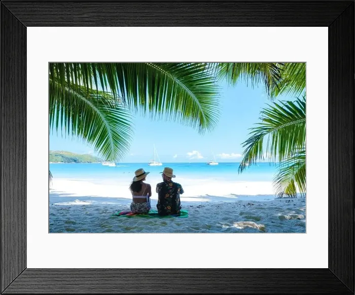 Framed Print : Praslin Seychelles tropical island with withe beaches and palm trees Framed Print : Praslin Seychelles tropical island with withe beaches and palm trees