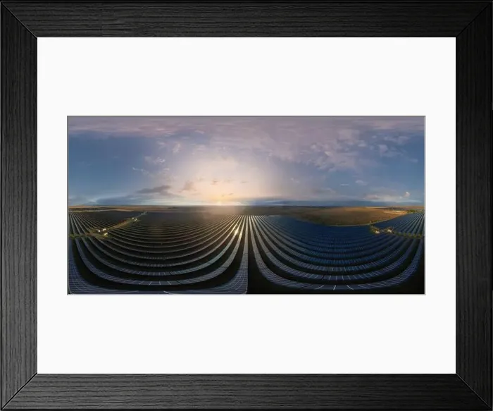 Framed Print : Aerial panorama over solar panels power plant Framed Print : Aerial panorama over solar panels power plant
