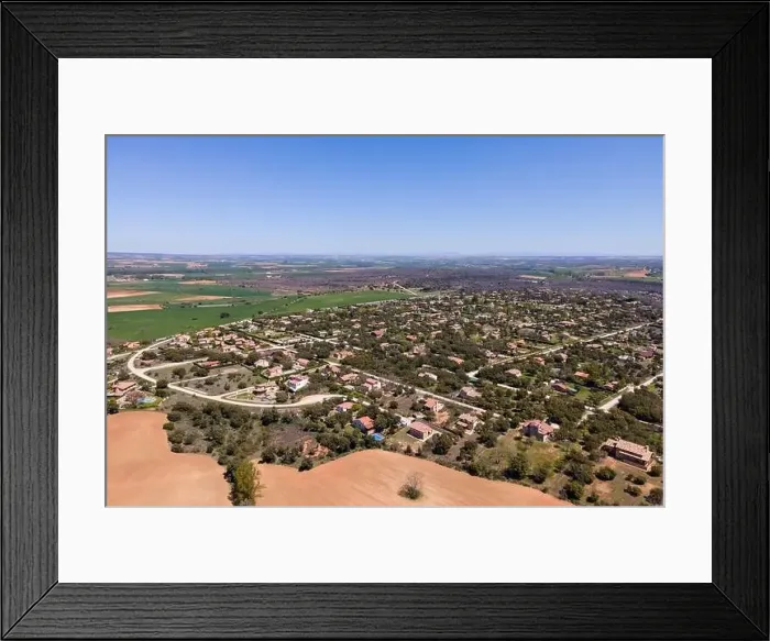Framed Print : Aerial view of urbanization of country houses on a sunny day Framed Print : Aerial view of urbanization of country houses on a sunny day