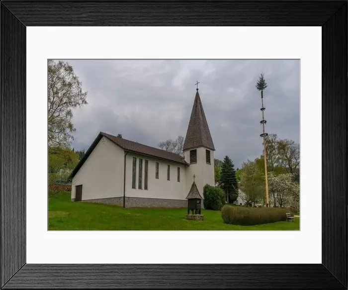 Framed Print : Cloudy dark evening in spring time in Buchenau village in Germany Framed Print : Cloudy dark evening in spring time in Buchenau village in Germany