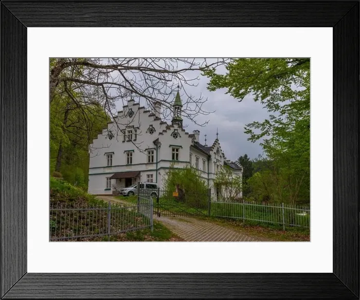 Framed Print : Cloudy dark evening in spring time in Buchenau village in Germany Framed Print : Cloudy dark evening in spring time in Buchenau village in Germany