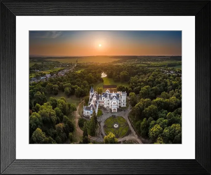 Framed Print : Nadasdladany, Hungary - Aerial panoramic view of the beautiful renovated Nadasdy Mansion (Nadasdy-kastely) Framed Print : Nadasdladany, Hungary - Aerial panoramic view of the beautiful renovated Nadasdy Mansion (Nadasdy-kastely)