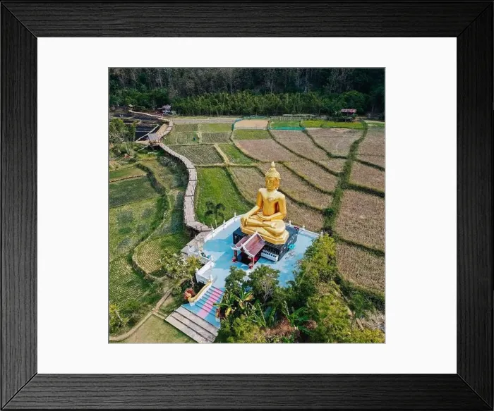 Framed Print : Aerial view of Wat Na Khuha Temple in Phrae Thailand Framed Print : Aerial view of Wat Na Khuha Temple in Phrae Thailand