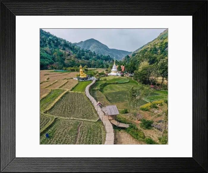 Framed Print : Aerial view of Wat Na Khuha Temple in Phrae Thailand Framed Print : Aerial view of Wat Na Khuha Temple in Phrae Thailand