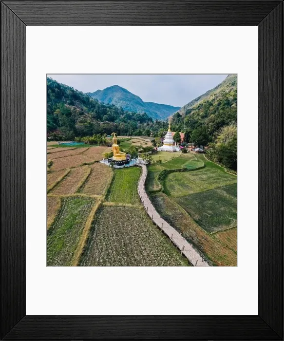 Framed Print : Aerial view of Wat Na Khuha Temple in Phrae Thailand Framed Print : Aerial view of Wat Na Khuha Temple in Phrae Thailand