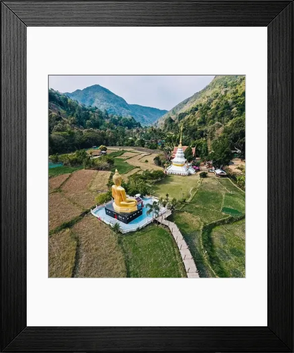 Framed Print : Aerial view of Wat Na Khuha Temple in Phrae Thailand Framed Print : Aerial view of Wat Na Khuha Temple in Phrae Thailand