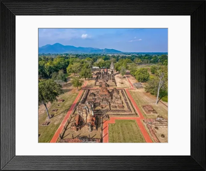 Framed Print : Aerial view of Wat Phrapai Luang temple and ruins in Sukhothai historical park, Thailand Framed Print : Aerial view of Wat Phrapai Luang temple and ruins in Sukhothai historical park, Thailand
