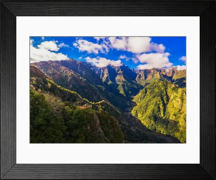 Framed Print : Valley of the Ribeira da Metade and the Balcoes viewpoint on Madeira, Portugal Framed Print : Valley of the Ribeira da Metade and the Balcoes viewpoint on Madeira, Portugal