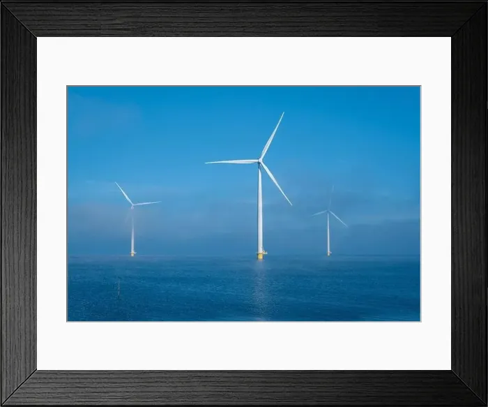 Framed Print : Offshore Windmill farm in the ocean Westermeerwind park
