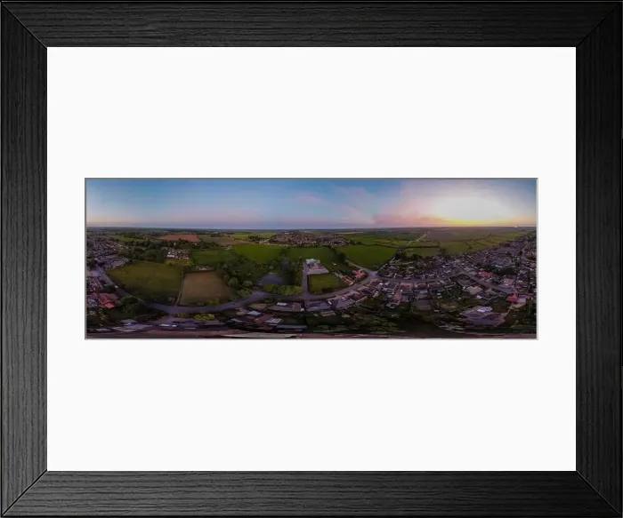 Framed Print : A 360 degree image of an aerial view of sunset of rural West Norfolk, UK Framed Print : A 360 degree image of an aerial view of sunset of rural West Norfolk, UK