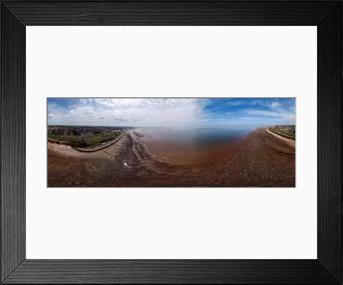 Framed Print : A 360 degree image of an aerial view of the cliffs at Hunstanton in Norfolk, UK