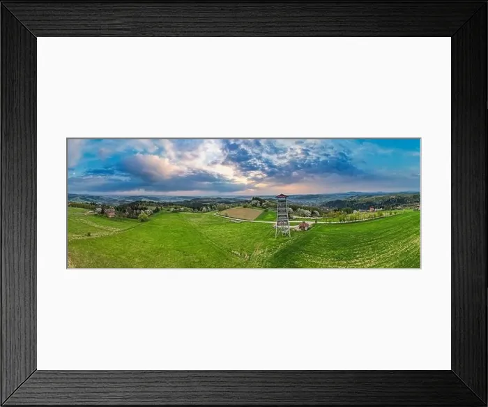 Framed Print : Lookout Tower in Brusnik, Lesser Poland. Drone Panorama at Spring Framed Print : Lookout Tower in Brusnik, Lesser Poland. Drone Panorama at Spring