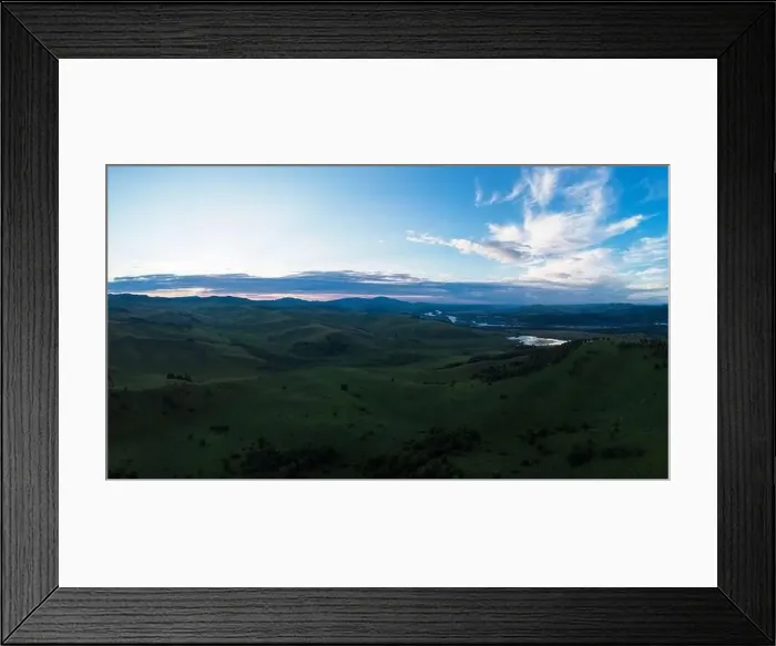 Framed Print : Aerial Panorama drone shot of beauty dawn on the peak, in the mountains in Altay, summertime Framed Print : Aerial Panorama drone shot of beauty dawn on the peak, in the mountains in Altay, summertime