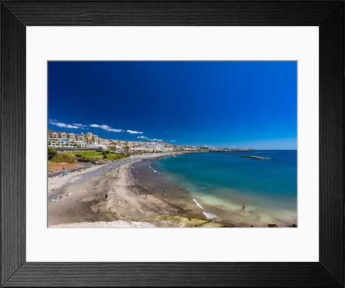 Framed Print : White sandy El Duque beach and coastline in Tenerife. Adeje coast Canary island, Spain Framed Print : White sandy El Duque beach and coastline in Tenerife. Adeje coast Canary island, Spain