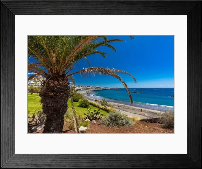 Framed Print : White sandy El Duque beach and coastline in Tenerife. Adeje coast Canary island, Spain Framed Print : White sandy El Duque beach and coastline in Tenerife. Adeje coast Canary island, Spain
