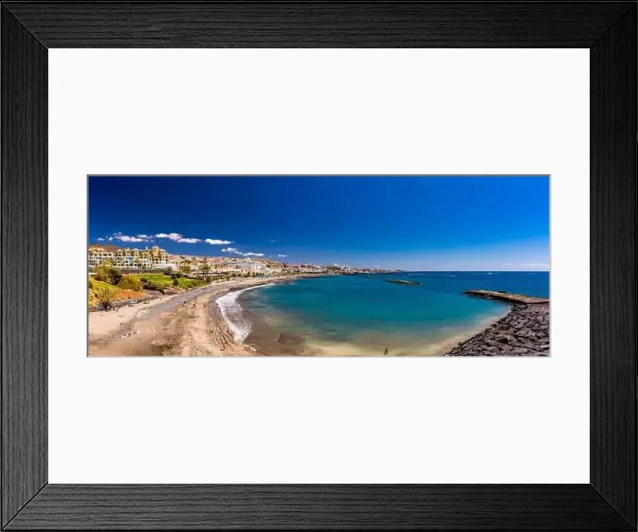 Framed Print : White sandy El Duque beach and coastline in Tenerife. Adeje coast Canary island, Spain Framed Print : White sandy El Duque beach and coastline in Tenerife. Adeje coast Canary island, Spain