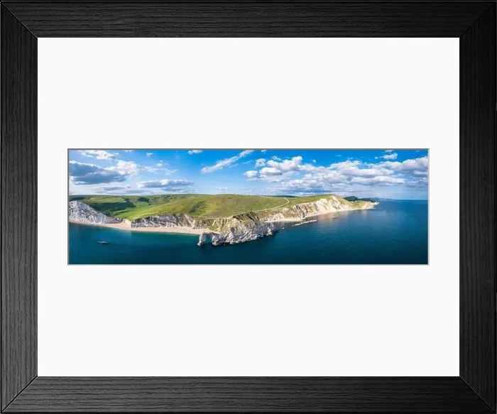 Framed Print : White Cliffs over Jurassic Coast and Durdle Door, Wareham, Dorset, England, Europe